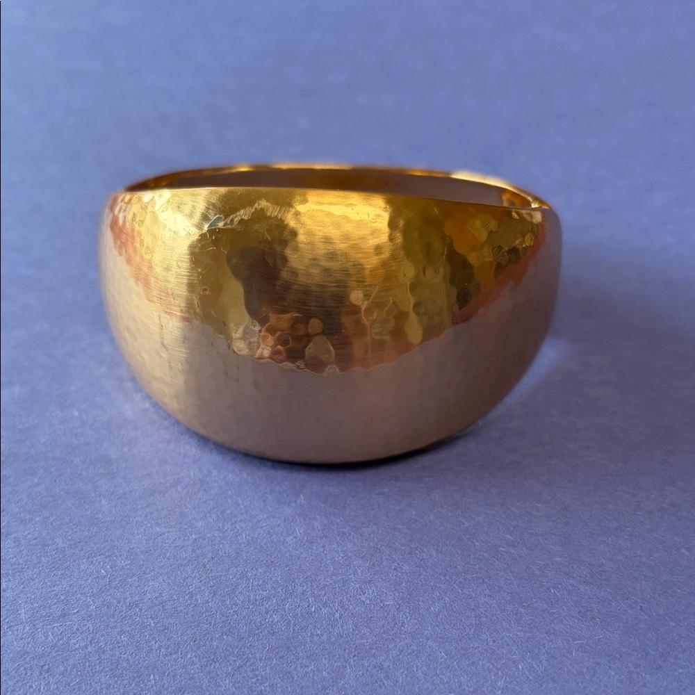Hammered Gold-Tone Dome Bangle Bracelet
